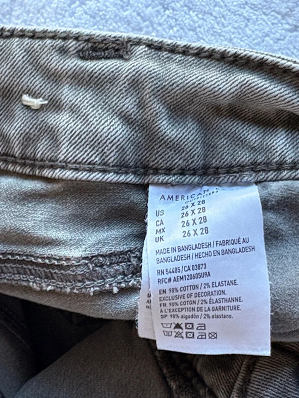 3 Pair Bundle AE Men’s Jeans Bundle 26x28 Gray, Black and Blue Slim